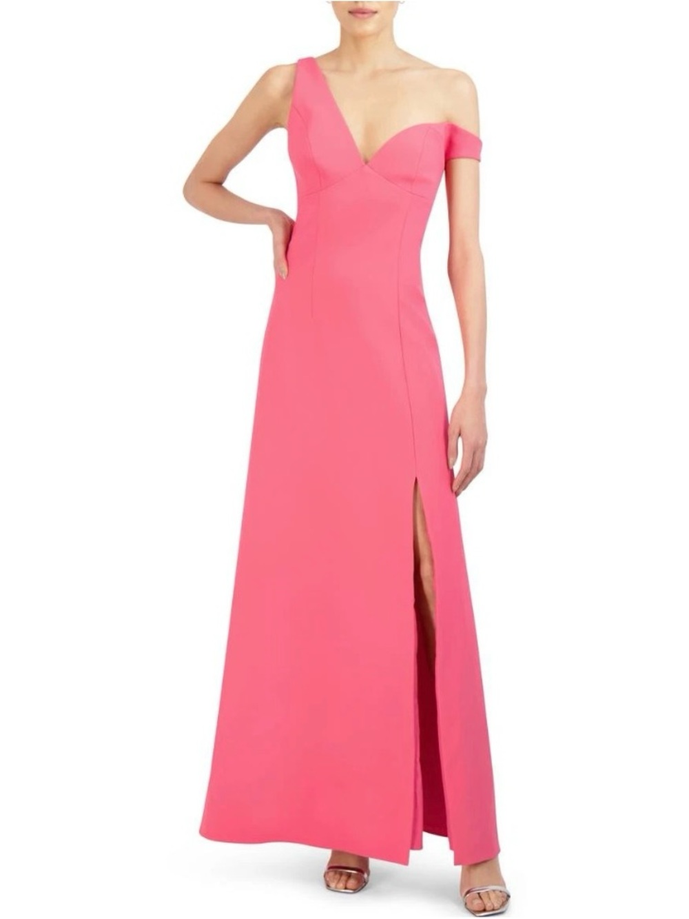 BCBGMaxAzria Pink 1 Shoulder Prom Party Dress Gown Spring/Summer Wedding Guest 0 - Picture 3 of 3